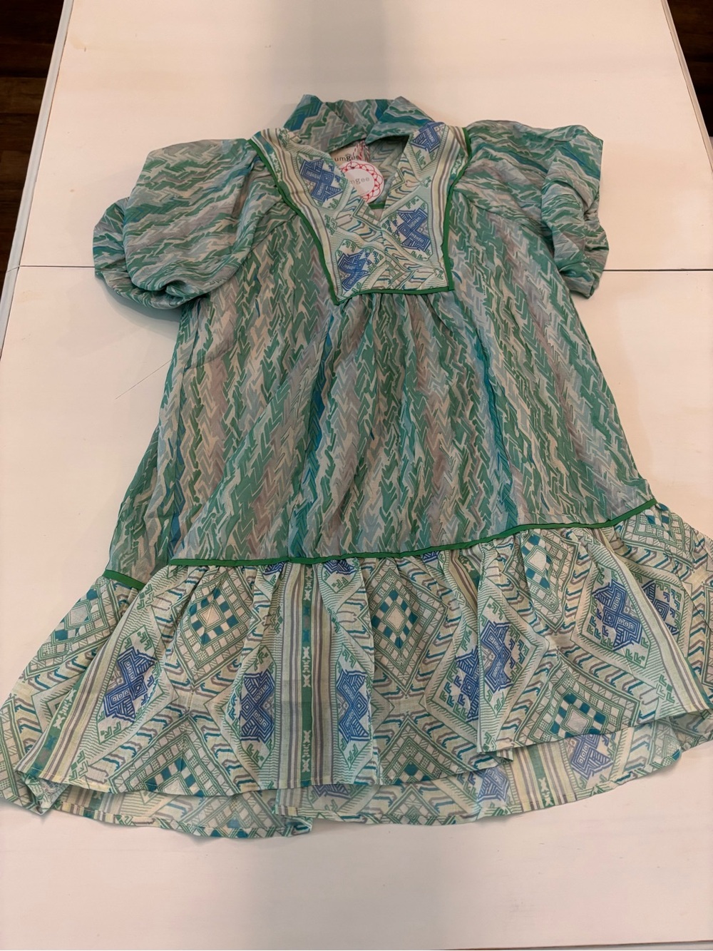 Umgee Teal and Blue Patterned Mini Dress